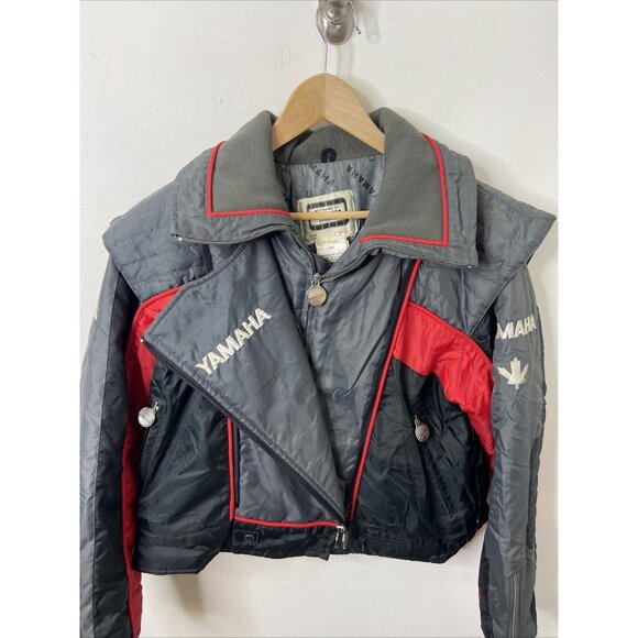 Vintage Yamaha Snowmobile Jacket Winter Racer Woman XL 80s Gray Red - Picture 2 of 13